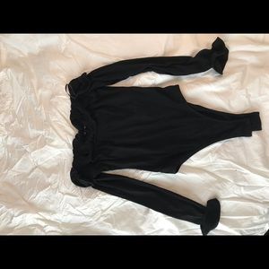 Ruffled off the shoulder body suit